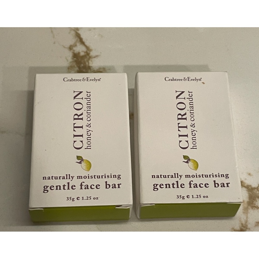 Lot Of 2 Crabtree & Evelyn Citron Honey Coriander Mini Face Bar 1.25 oz/31 g New